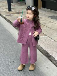 Clothing Sets Fashion Girls Autumn Winter Warm Suit Baby Soft Knitted Sweet Sweater Loose Pants Clothes Childent Casual 2Pcs Set