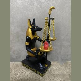 Sculptures Aqumotic Ancient Egyptian Idols Dog of Egypt Jackal Statues Decoration Sculpture Quality Resin Ornaments Furniture for Display