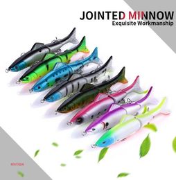 Hengjia 80PCS wholer Jointed link lures Deep sea Minnow Rap spinner Plastic bait Section Three fish 8Colors 125CM177G JM00950888056349785