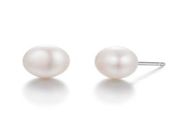 Wedding 4567 mm 100 Natural Freshwater Pearl Earrings Jewelry 925 Sterling Silver Brincos Zircon Stud Earrings For Women1847632