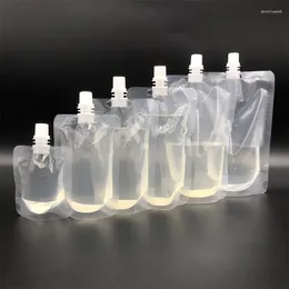 Storage Bags 10pcs Plastic Stand Up Drink Bag Transparent Nozzle Outdoor Travel Camping Liquid Juice Milk Sealing 100-500ml