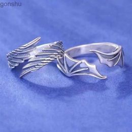 Couple Rings Angel Devil Wing Couple Ring for Women Matching Best Friend Trend Promise Ring for Teenage Thumb Jewelry Engagement WX