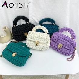 Evening Bags Designer Knitting Chains Shoulder Crossbody Bag Casual Lady Hand Small Flap Purses 2024 Fashion Rope Woven Women Handbags