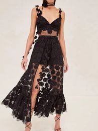 Designer dress sexy lace embroidered jumpsuit 2024 summer new camisole slim fit dress summer dress formal dress