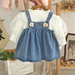 Clothing Sets Girls Set 2024 Spring And Autumn Children's Baby Skirt Long Sleeve T-shirt 2-piece Girls' Denim