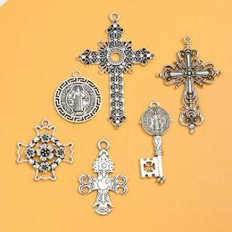 Charms 5pcs/lots Vintage Cross Jesus Christ Christianity Pendants For Diy Necklace Jewellery Making Findings Supplies Accessories