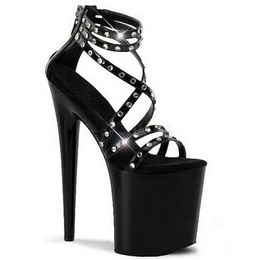 20 cm Joker sexy schwarze High Heels im Sommer, Stiletto -Mode -Frauenschuhe, Super High Heels und Kreuzsandalen