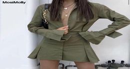 MosiMolly Cool Camo Print Dress Boyfriend Style Mini Dress Flare Sleeve Pleated Short Day Streetwear8323606