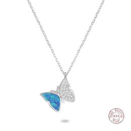 Pendant Necklaces Good quality girls original design luxury Jewellery neck decor gifts opal silver 925 butterfly necklace for women accessories J240508