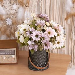 Decorative Flowers Fall Artificial Flower Silk Daisy Plant Bridal Bouquet Wedding Table Fake Party Vase Country Outdoor Home Decor