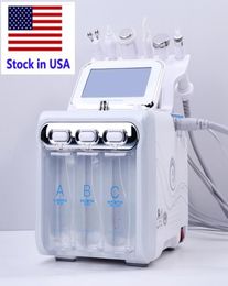 Stock in USA 6 in 1 hydradermabrasion skin scrubber RF cooling hammer ultrasonic oxygen spray spa facial machine6000382