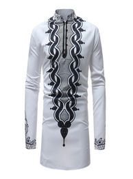 Mens African Dress Shirt Traditional Dashiki Maxi Man Men Slim Fit Long Sleeve Shirts Chemise Homme2528191
