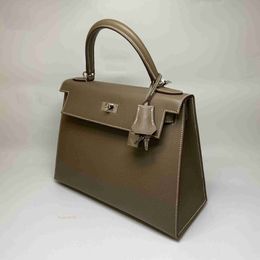 Top Ladies Designer KIaelliy Bag New 28 Elephant Grey Silver Buckle Leather Shoulder Handheld Womens Bag