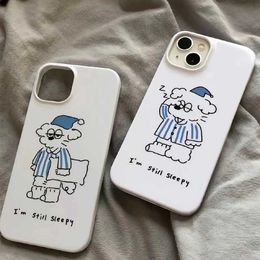 Cell Phone Cases Cute Pagamas Dog Funny Phone Case For iPhone 15 14 13 Pro Max 11 12 Mini XR XS Max X 7 8 Plus Kawayi Shockproof Case Cover Funda J240509
