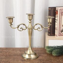 Candle Holders European Zinc Alloy Holder 3-Headed Candlestick Home Table Decoration Golden Silver Black Bronze Romantic Candelabrum