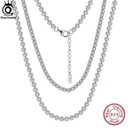 Chains ORSA JEWELS Solid 925 Sterling Silver Women Men Tennis Choker Chain Round Cut Cubic Zirconia Tennis Chain Necklace Jewelry SC45 d240509