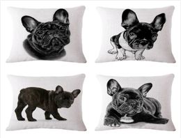 4545cm SexeMara Lovely French Bulldog Pattern Cotton Linen Cushion Cover Waist Square Pillow Cover Pillowcase Home Textile2682998