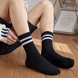 Men's Socks Simple Striped Mens Cotton Casual Streetwear Black Sports Men Male Breathable Hip Hop Skateboard Long