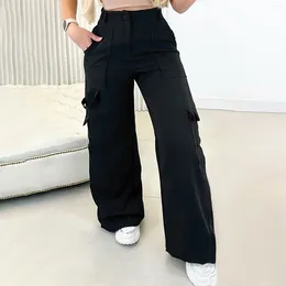 Women's Pants European American Models Hip Hop Side Large Pocket High Waist Zipper Cargo Trousers Mopping The Floor Pure Color Clothes