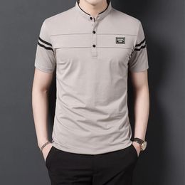 Mens Fashion Summer POLO T-shirt Casual Cotton Breathable Top Stand Up Neck Short Sleeve Korean Comfortable T-shirt 240509