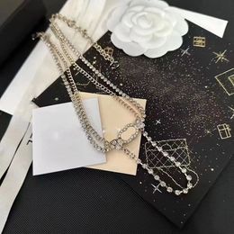 Luxury Brand Letter Pendant Necklace Designed For Women Double-deck Chain 18k Gold Plated Crystal Necklace Designer Jewelry Exquisite Accessories Couple Gifts