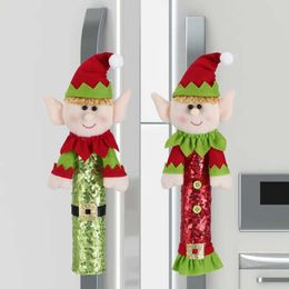 Door Plush Christmas Elf Doll Cover Kitchen Appliance Handle Covers Xmas Decorations for Refrigerator Microwave Oven Or Dishwasher s