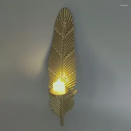 Candle Holders Decorative Gold Candlestick Wall-mounted Metal Leaf Creative Wall Decoration Hanging Sconce For Living Room P9JC