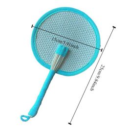 Chinese Style Products 1pcs Summer Peach Heart Handmade Woven Fan Wheat Straw Acrylic Beads Handmade Girl Lightweight and Convenient Round Hand Fan