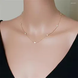 Chains SENLISSi Sterling Silver 925 Necklace For Women 5A Zircon Bead 18K Gold Colour Korea Clavicle Chain Trendy Jewellery