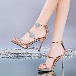 Dress Shoes 2024 Hot Selling Womens Back Zipper Fashion Sandals Open Toe Party Covered Heel Stiletto H240509