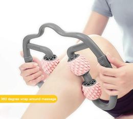 U Shape Trigger Point Massage Roller for Arm Leg Neck Muscle Tissue Fitness Gym Yoga Pilates Sports 4 Wheel6058771