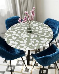 Table Cloth Green Leaves Vine Mann Texture Round Tablecloth Elastic Cover Rectangle Waterproof Dining Decoration Accessorie