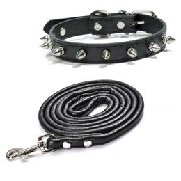 Harp Spiked Studded Leather Dog Collars Pu For Small Medium Large Dogs Pet Collar Rivets AntiBite Products Neck Strap 240428