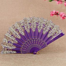 Chinese Style Products Folding Retro Pattern Hand Fan Single Flower Folding Fan Chinese Dance Fan Wedding Party Plastic Supplies Handheld For Women