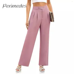 Women's Pants Wide-Leg 2024 High-Waisted Workwear Button Business Spring Summer Casual Long Belt Pocket Fashion Pantalones