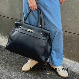 Top Cowhide Handbag Deisgner 10A Calfskin 50cm Shoulder Bag Handmade Travel Luggage Black Leather Capacity Womens Shoulderqq with logo high qualityHA23B5AG