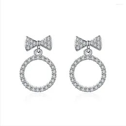 Stud Earrings Starmoon Fashion 925 Sterling Silver Crystal Rhinestone Geometric Round For Women Beautiful Jewellery
