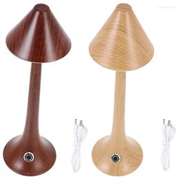 Table Lamps Restaurant Lamp Bedroom Night Light Dimming Touch Imitation Wood Grain LED CNIM