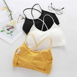 Women's Tanks Womenole Solid Colour Bra Tops Casual Sexy Sleeveless Tank Tops Summer Padded Bra Soft Underwear Female Y2k Basic Crop Tops