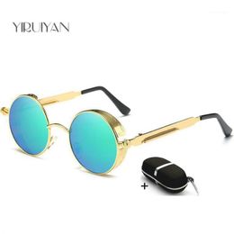 Sunglasses Polarised Gothic Men Steampunk Round Metal Frame Sun Glasses Women Eyewear Brand Designer High Quality UV4001 266z