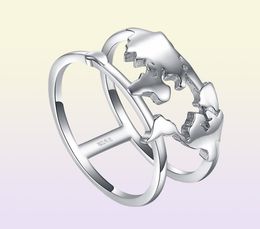 JewelryPalace World Map Rings 925 Sterling Silver Rings for Women Statement Stackable Ring Band Silver 925 Jewellery Fine Jewellery LY9876688
