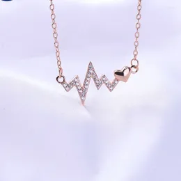 Pendants Heartbeat Electrocardiogram Necklace Article Curve Of Female S Pure Silver Pendant Microscope Clavicle Chain Accessories