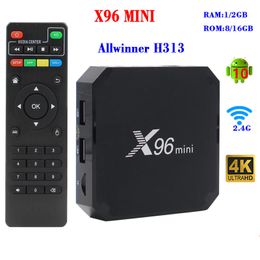 スマートテレビボックスX96ミニアンドロイド10 AllWinner H313 WIFI 2.4GHz 1G+8G/2+16GメディアプレーヤーEU US UK AUプラグ