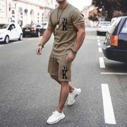 Men's Tracksuits Men Tracksuits 3d Printing Vintage Trend O Neck 2 Pieces Tops and Shorts Sportswear Man Clothes Set Suit Fashion Jogger Outfit Y240508