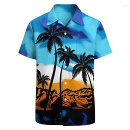Men's Casual Shirts Classic 3d Print Palm Ducks Hawaiian Shirt For Men Retro Party Vacation Short Sleeve Button Up Street Beach Clothing