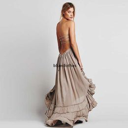 Summer Dress 2021 Sexy Backless Bandage Wrap Chest Boho Beach Dress Women Elegant Bohemian Robe Femme Casual Party Maxi1 b6126301