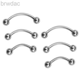 Navel Rings 6Pcs Eyebrow Piercing Banana Shape Lip Ring Stainless Steel Curved Barbell Stud Helix Navel Cartilage Earring Body Jewellery d240509