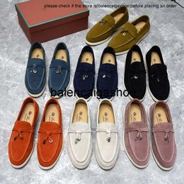 loro shoes loro piano shoe Lp Shoes couples leather LP loafer shoes with soft soles British style lazy casual mens and womens single shoes BE1J high quality