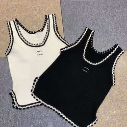 Anagram-Embroidered Women Tanks Camis Baumwoll-Blend-Tanktops zwei C-Buchstaben Designer-Röcke Yoga-Anzug Kleid Bra Weste Damen Solid Vintage T-Shirt Femme 5522ess