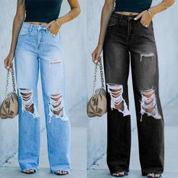 Women's Jeans Pants Women 2024 Summer Fashion Denim Trousers Street Trendy Troubled Pocket Design Casual Wear YK2 Basic